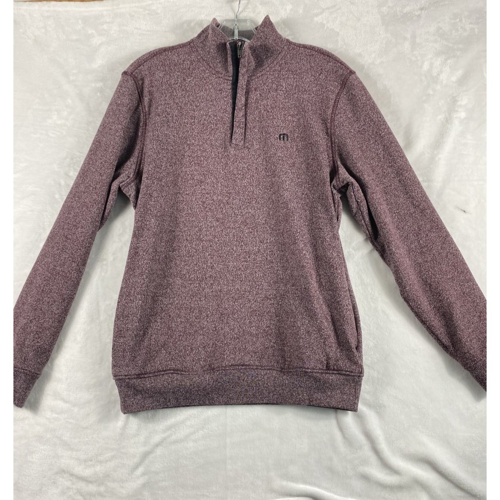 Travis Mathew Sweater Sweatshirt Sz M Heathered Burgundy Golf 1/4 Zip